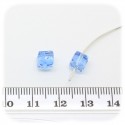 30 PZ - PERLE CUBO CELESTE - PERLINE VETRO SFACCETTATE 6 MM