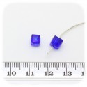 30 PZ - PERLE CUBO BLU - PERLINE VETRO SFACCETTATE 6 MM