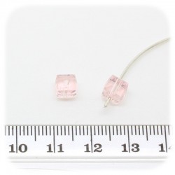 30 PZ - PERLE CUBO ROSA - PERLINE VETRO SFACCETTATE 6 MM
