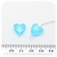10 PZ - PERLE CUORE AZZURRO 12 MM - PERLINE VETRO FOIL