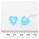 10 PZ - PERLE CUORE AZZURRO 12 MM - PERLINE VETRO FOIL