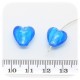 10 PZ - PERLE CUORE CELESTE 12 MM - PERLINE VETRO FOIL