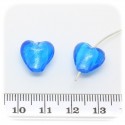 10 PZ - PERLE CUORE CELESTE 12 MM - PERLINE VETRO FOIL