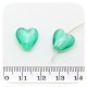 15 PZ - PERLINE VETRO CUORE FOIL 12 MM - ACQUAMARINA