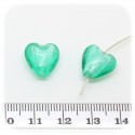 15 PZ - PERLINE VETRO CUORE FOIL 12 MM - ACQUAMARINA