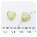 15 PZ - PERLINE VETRO CUORE FOIL 12 MM - GIALLO