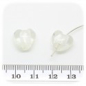 10 PZ - PERLE CUORE BIANCO 12 MM - PERLINE VETRO FOIL