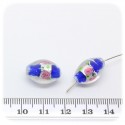 10 PZ - PERLINE VETRO OVALI FOIL 17 MM - BLU