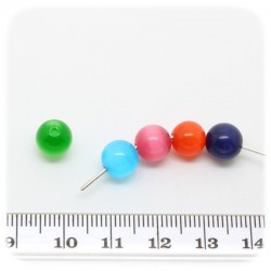 25 PZ - PERLINE VETRO TONDE CATEYE HAWAIANE 8 MM - MULTICOLORE