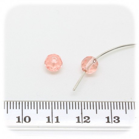 50 PZ - PERLINE VETRO TONDA SFACCETTATA 6 MM - ROSA