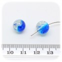 30 PZ - PERLINE VETRO TONDE CRACKLE 10 MM - BLU