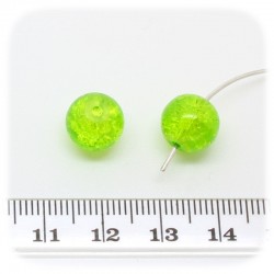 30 PZ - PERLE CRACKLE VERDE - PERLINE VETRO FRANTUMATO TONDE 10 MM