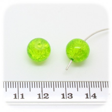 30 PZ - PERLE CRACKLE VERDE - PERLINE VETRO FRANTUMATO TONDE 10 MM