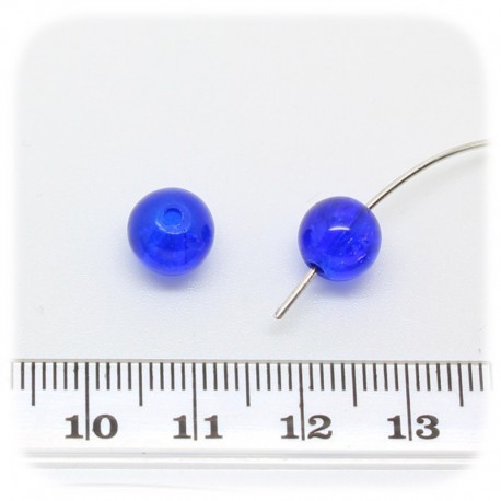 50 PZ - PERLE CRACKLE BLU - PERLINE VETRO FRANTUMATO TONDE 8 MM
