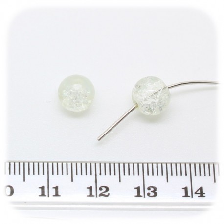 50 PZ - PERLE CRACKLE CLEAR - PERLINE VETRO FRANTUMATO TONDE 8 MM