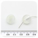 10 PZ - PERLINE VETRO TONDE FOIL 14 MM - BIANCO