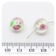 12 PZ - PERLINE VETRO TONDE FOIL FIORI 12 MM - BIANCO