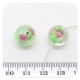 12 PZ - PERLINE VETRO TONDE FOIL FIORI 12 MM - VERDE