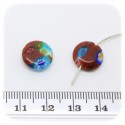 15 PZ - PERLINE VETRO TONDE DISCO GOLDSAND MILLEFIORI 12 MM - MARRONE