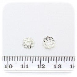 100PZ - COPPETTA COPRIPERLA TRAFORATA 10 MM - ARGENTO