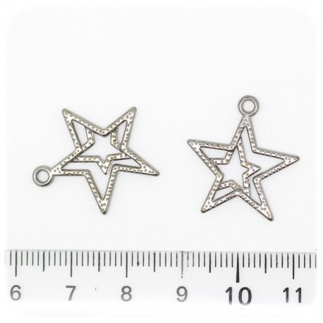 1 PZ - CIONDOLO ARGENTO TIBETANO STELLA 20 MM - METALLO