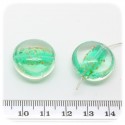 10 PZ - PERLINE VETRO TONDE GOLDSAND DISCO 20 MM - VERDE
