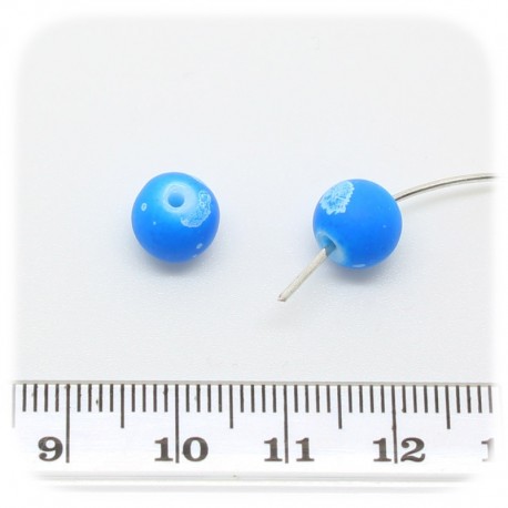 100 PZ - PERLINE VETRO RICOPERTE EFFETTO GOMMA TONDE 8 MM - BLU