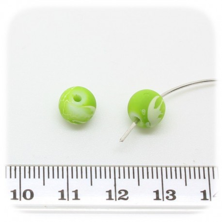 100 PZ - PERLINE VETRO RICOPERTE EFFETTO GOMMA TONDE 8 MM - VERDE