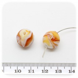 5 PZ - PERLE TONDE MARRONE - PERLINE VETRO LAMPWORK 14 MM