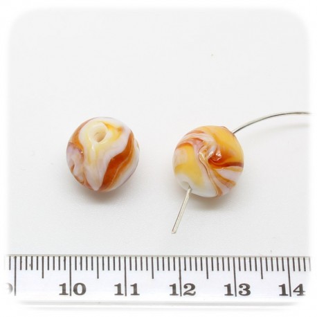 5 PZ - PERLE TONDE MARRONE - PERLINE VETRO LAMPWORK 14 MM