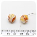 5 PZ - PERLE TONDE MARRONE - PERLINE VETRO LAMPWORK 14 MM