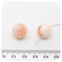 5 PZ - PERLE TONDE PESCA - PERLINE VETRO LAMPWORK 14 MM